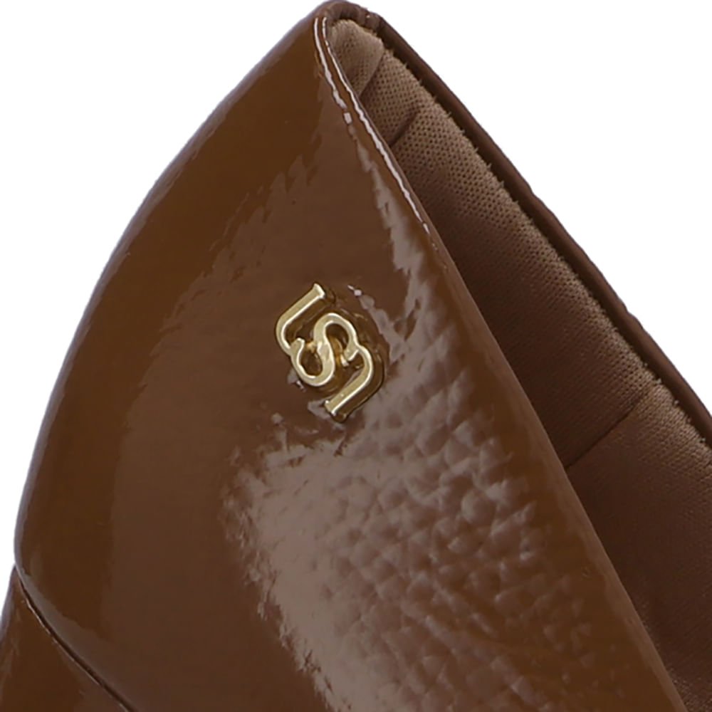 Scarpin Marrom Bico Redondo Couro Marrom 4
