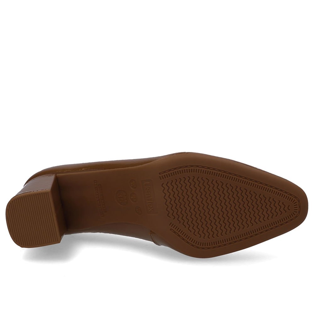 Scarpin Marrom Bico Redondo Couro Marrom 5