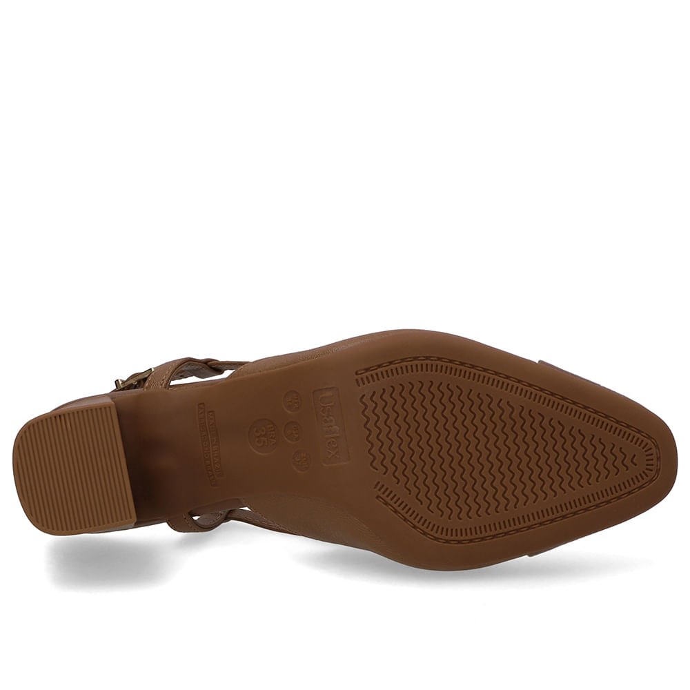 Slingback Couro Marrom Bico Redondo Verniz Marrom 5