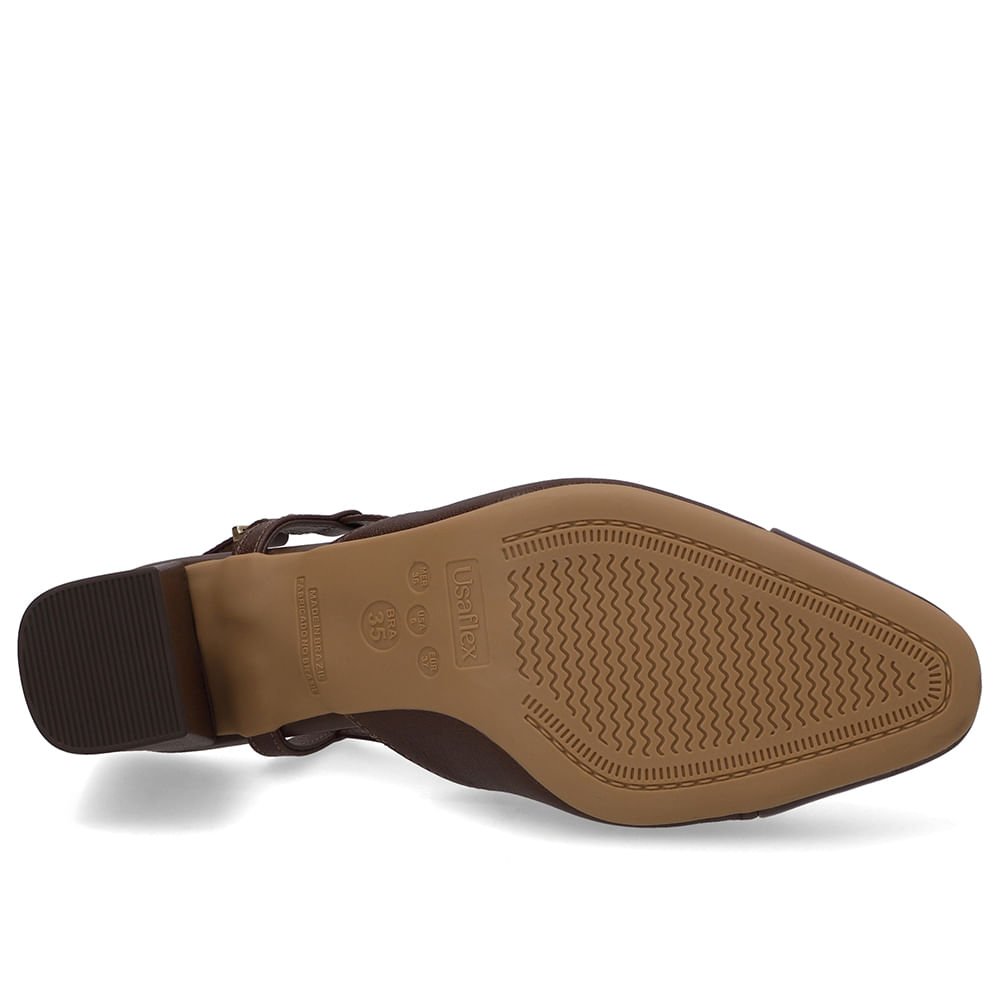 Slingback Couro Marrom Bico Redondo Verniz Marrom 5