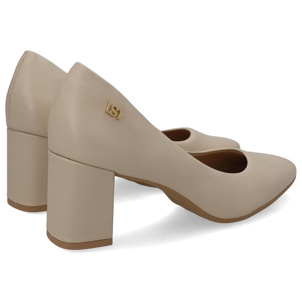 Scarpin Bege Bico Redondo Couro Bege 3