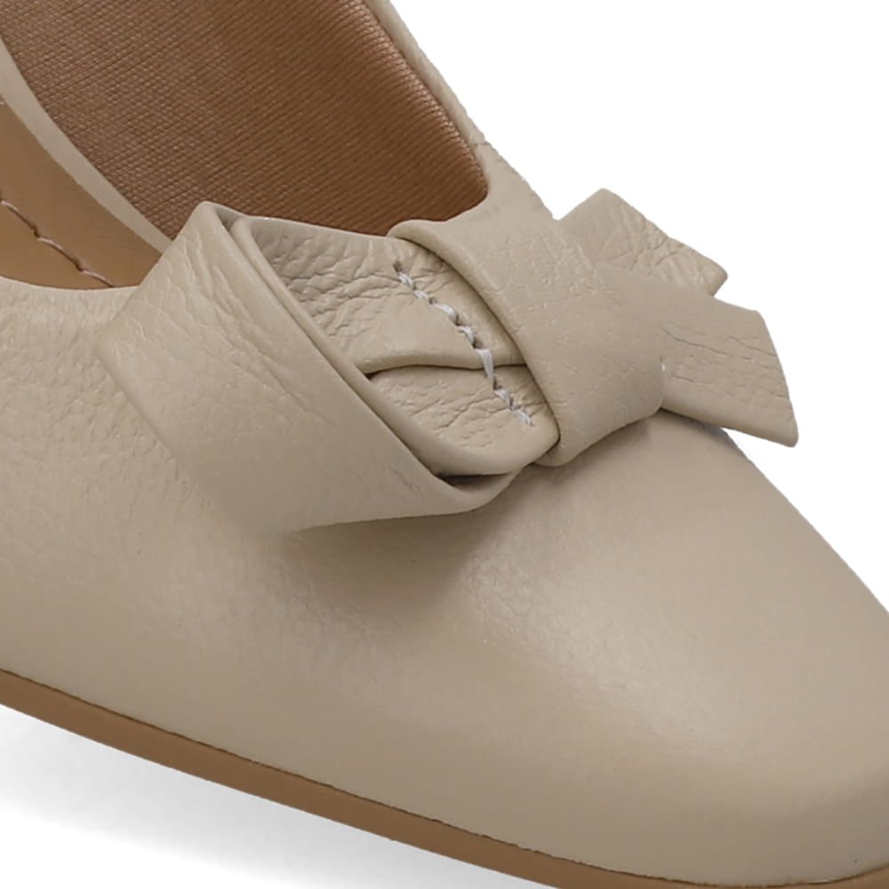Slingback Couro Bege Bico Redondo Bege 4