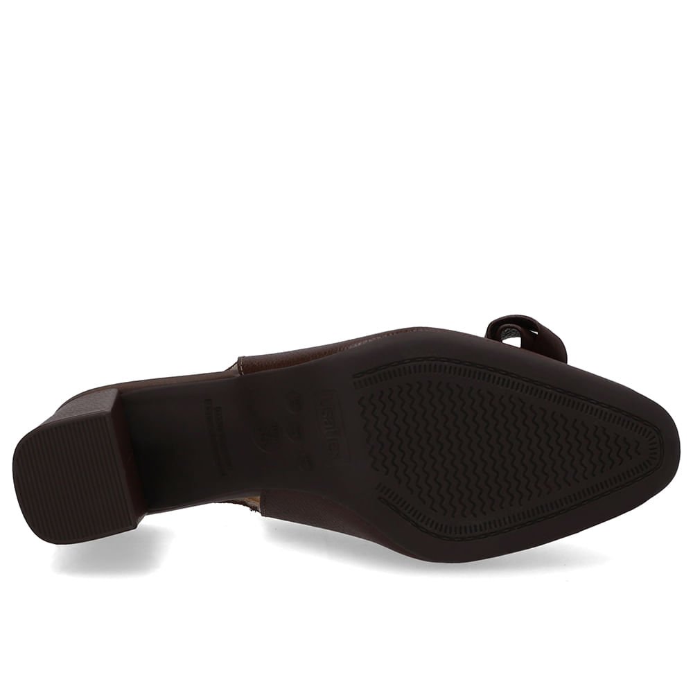 Slingback Couro Marrom Bico Redondo Marrom 5