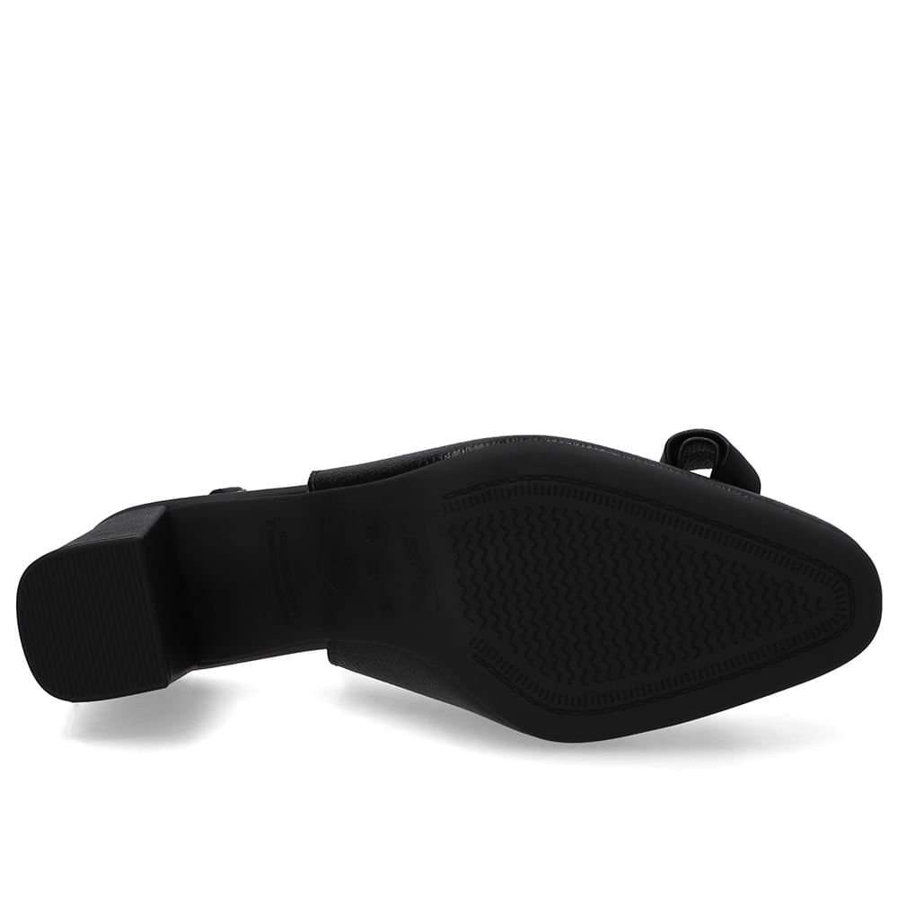 Slingback Couro Preto Bico Redondo Preto 5