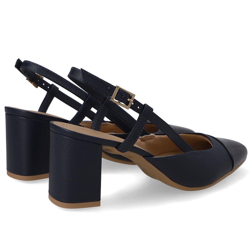 Slingback Couro Azul Bico Redondo Verniz Azul 3