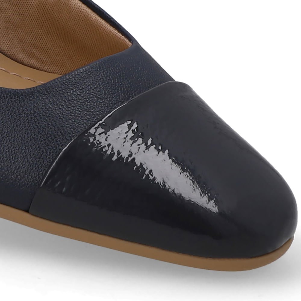 Slingback Couro Azul Bico Redondo Verniz Azul 4