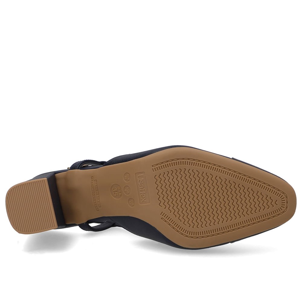 Slingback Couro Azul Bico Redondo Verniz Azul 5