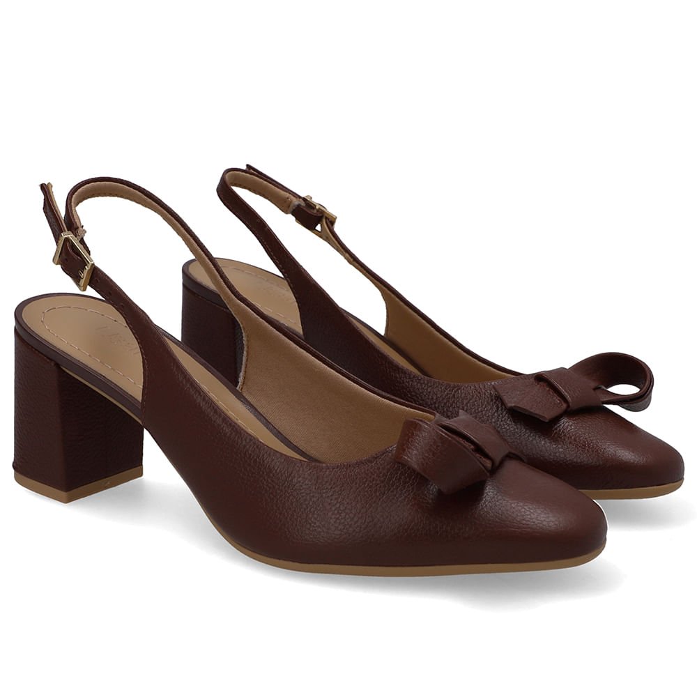 Slingback Couro Vermelho Bico Redondo Vermelho 2
