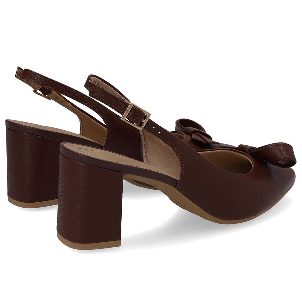 Slingback Couro Vermelho Bico Redondo Vermelho 3