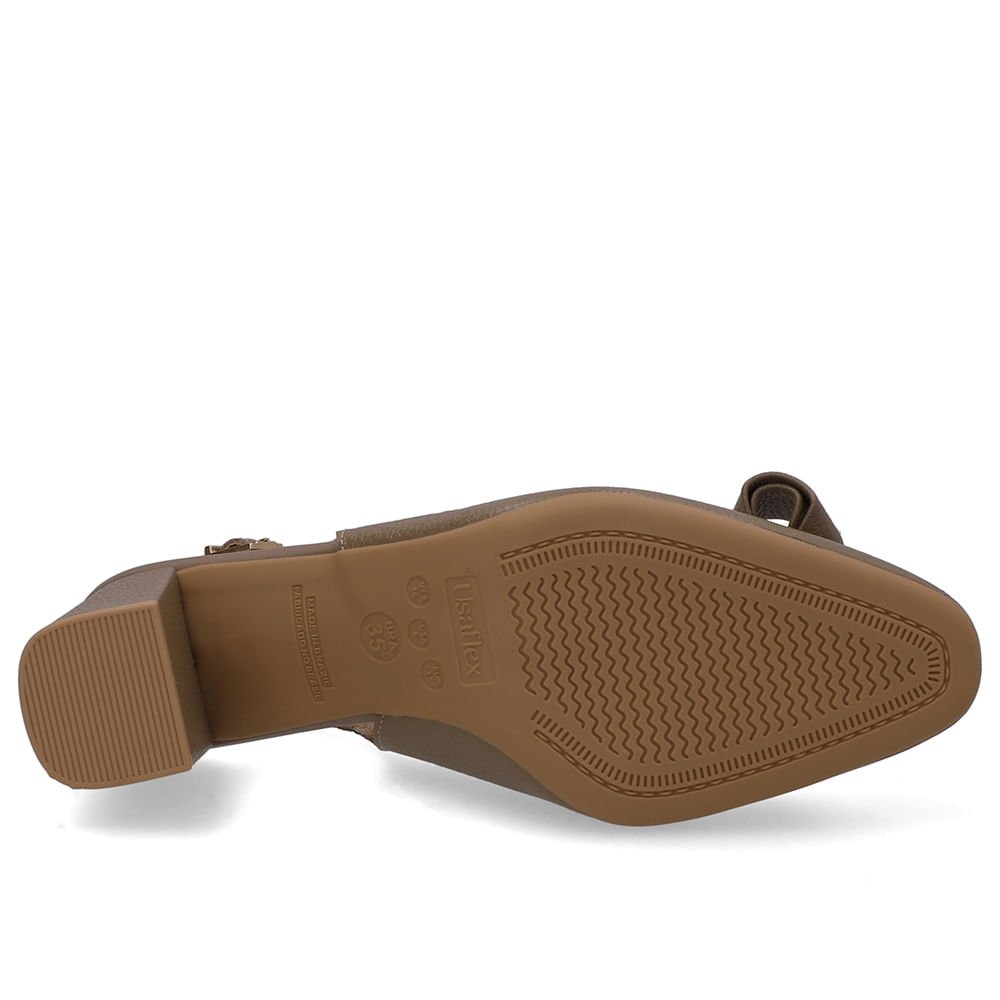 Slingback Couro Marrom Bico Redondo Marrom 5
