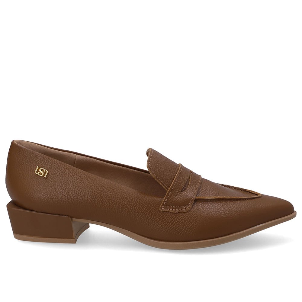 Loafer Couro Marrom Bico Fino
