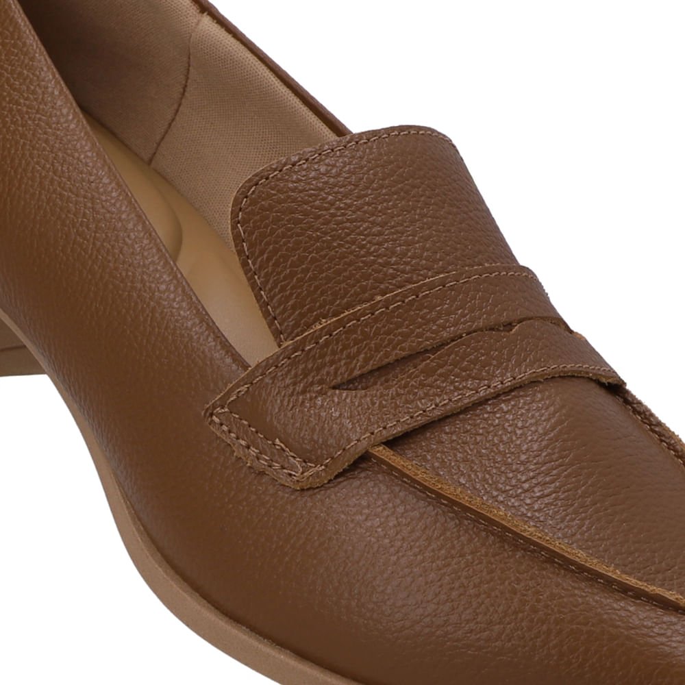Loafer Couro Marrom Bico Fino Marrom 4
