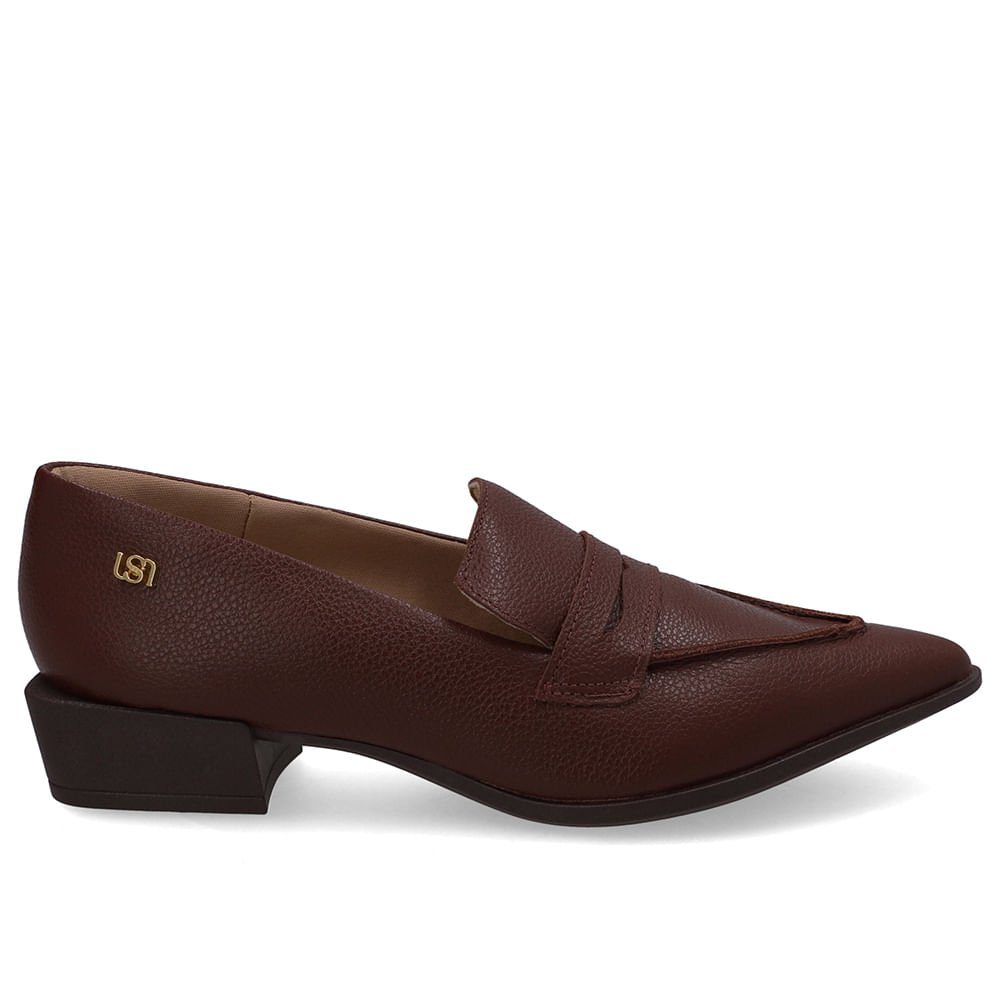 Loafer Couro Vermelho Bico Fino