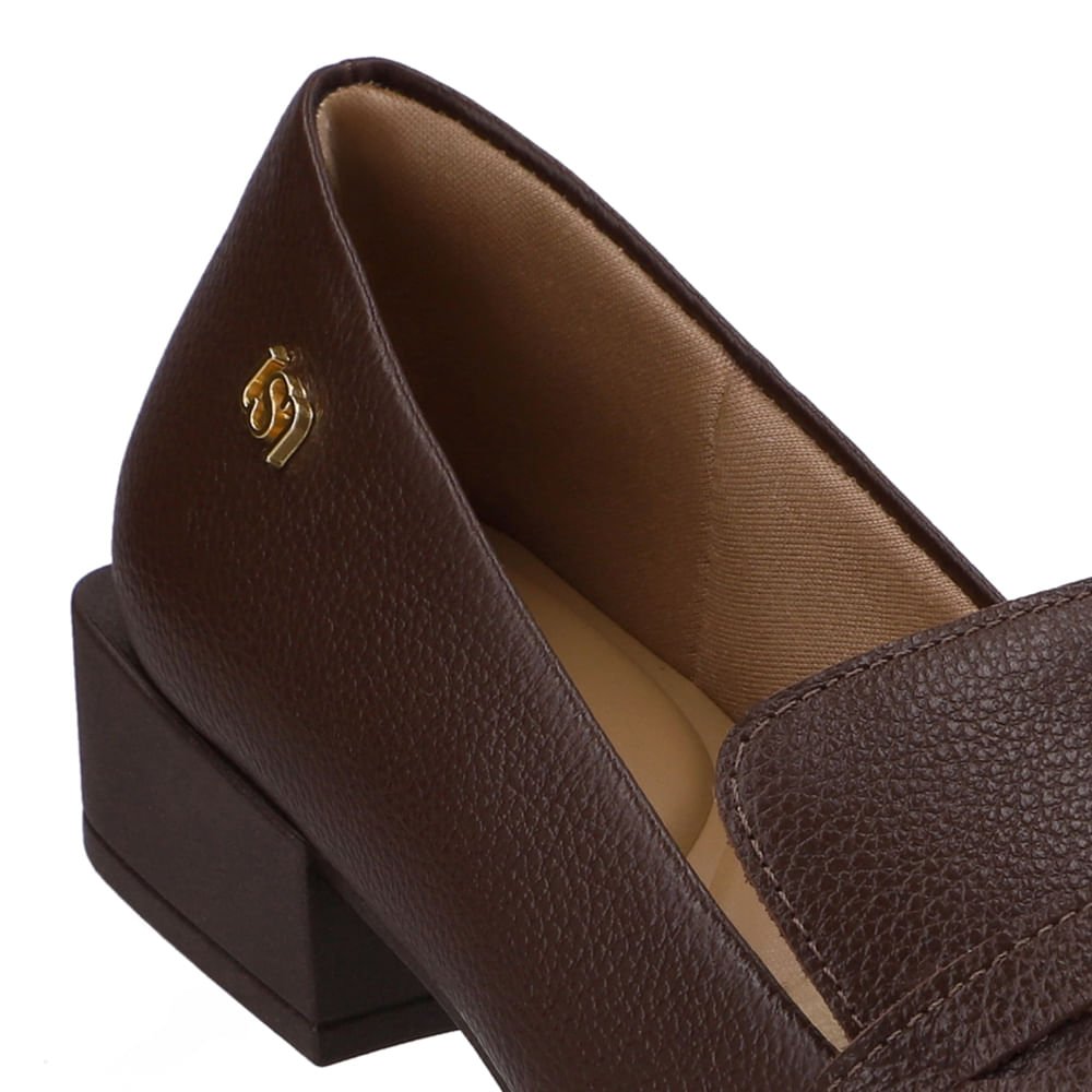 Loafer Couro Marrom Bico Fino Marrom 4