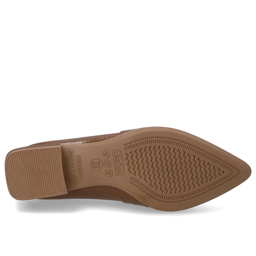 Loafer Couro Marrom Bico Fino Enfeite Cadeado Marrom 5