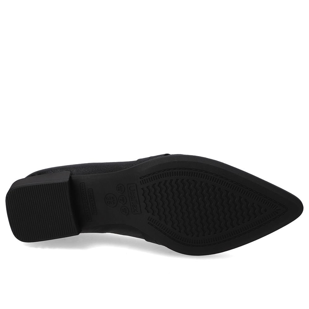 Loafer Couro Preto Bico Fino Enfeite Cadeado Preto 5