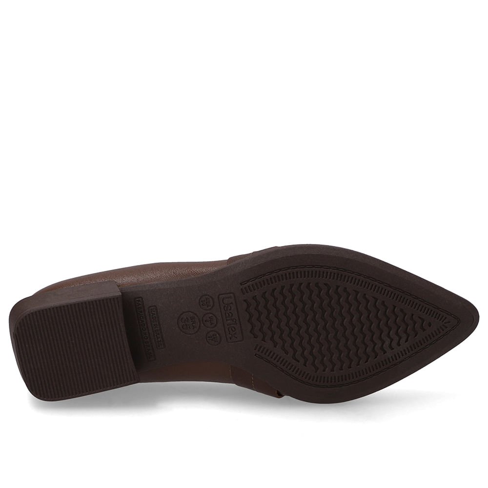 Loafer Couro Marrom Bico Fino Enfeite Cadeado Marrom 5