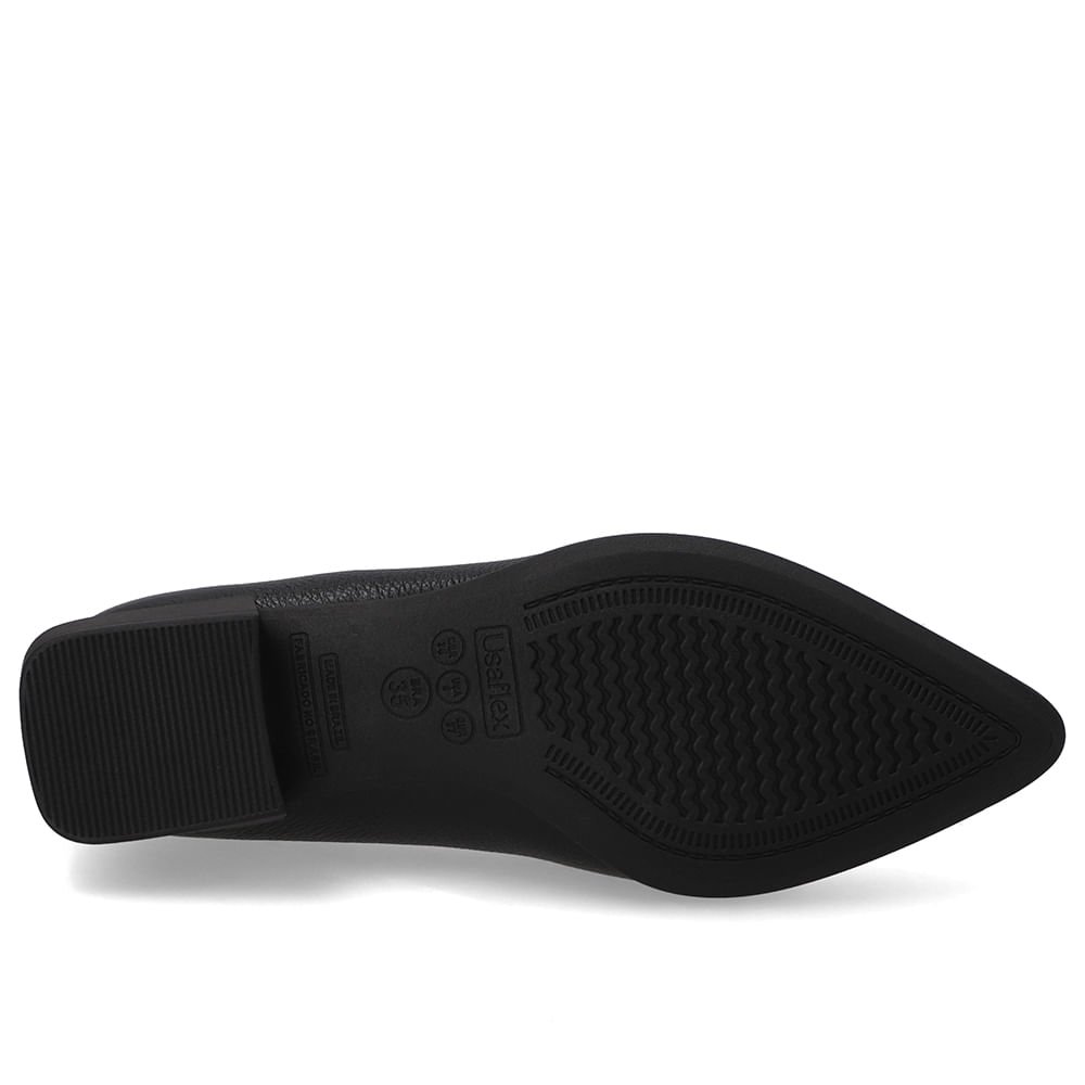 Loafer Couro Preto Bico Fino Preto 5