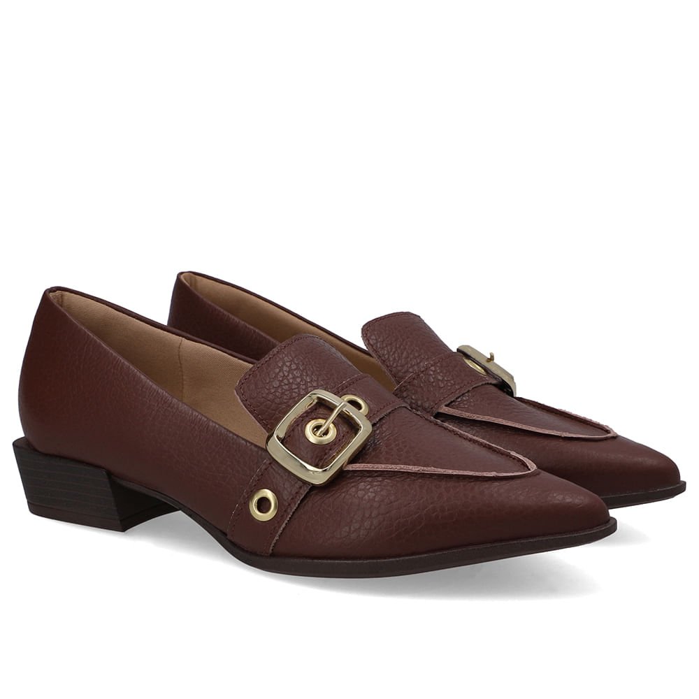 Loafer Couro Vermelho Bico Fino Tira Ilhós Vermelho 2