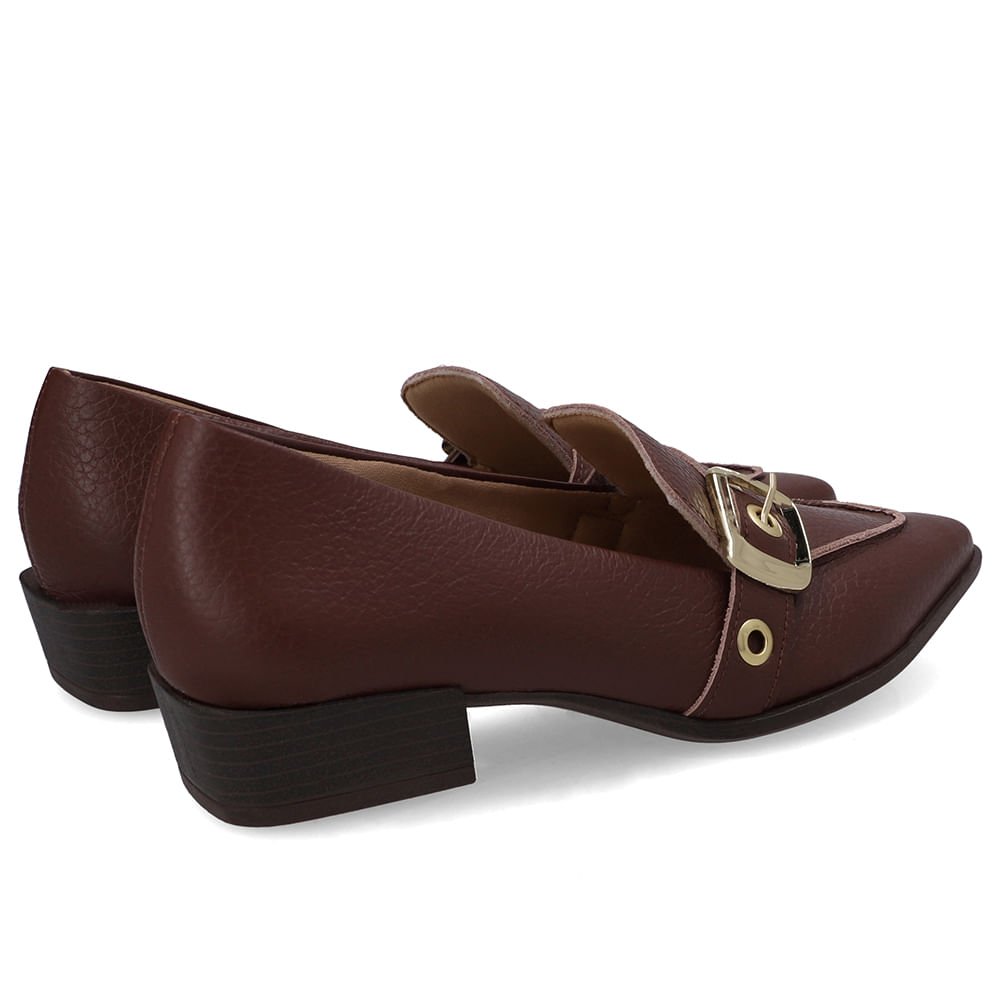 Loafer Couro Vermelho Bico Fino Tira Ilhós Vermelho 3