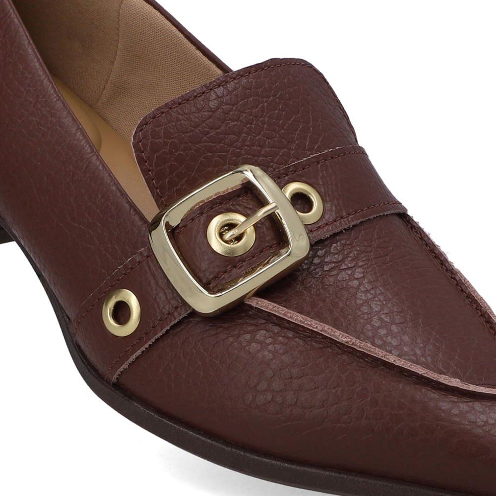 Loafer Couro Vermelho Bico Fino Tira Ilhós Vermelho 4