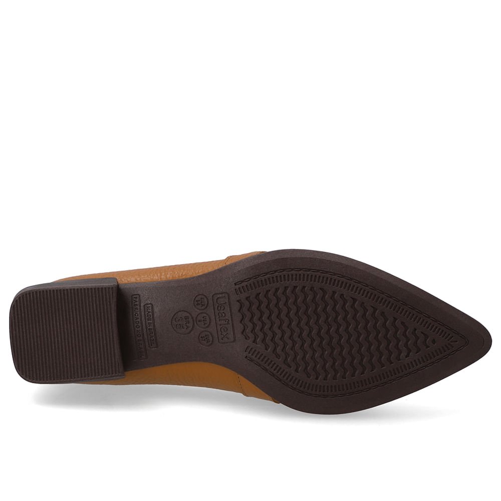 Loafer Couro Marrom Bico Fino Tira Ilhós Marrom 5