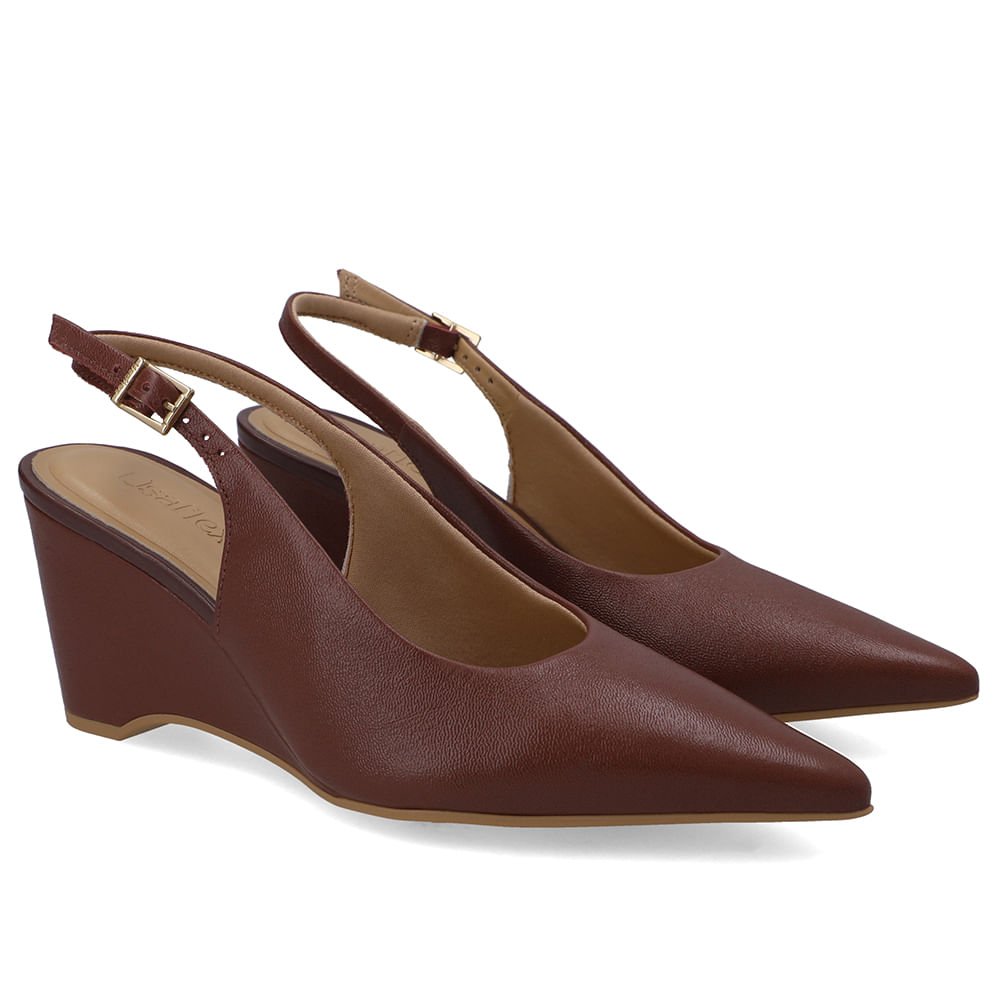 Slingback Vermelho Couro Salto Anabela Vermelho 2