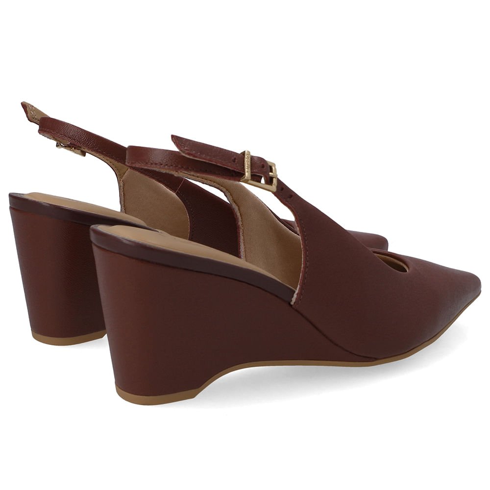 Slingback Vermelho Couro Salto Anabela Vermelho 3