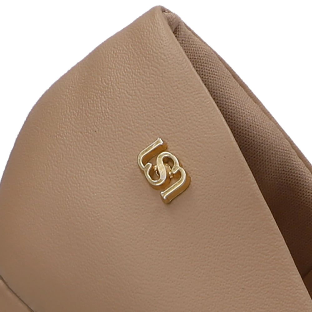 Scarpin Couro Bege Salto Anabela Bege 4