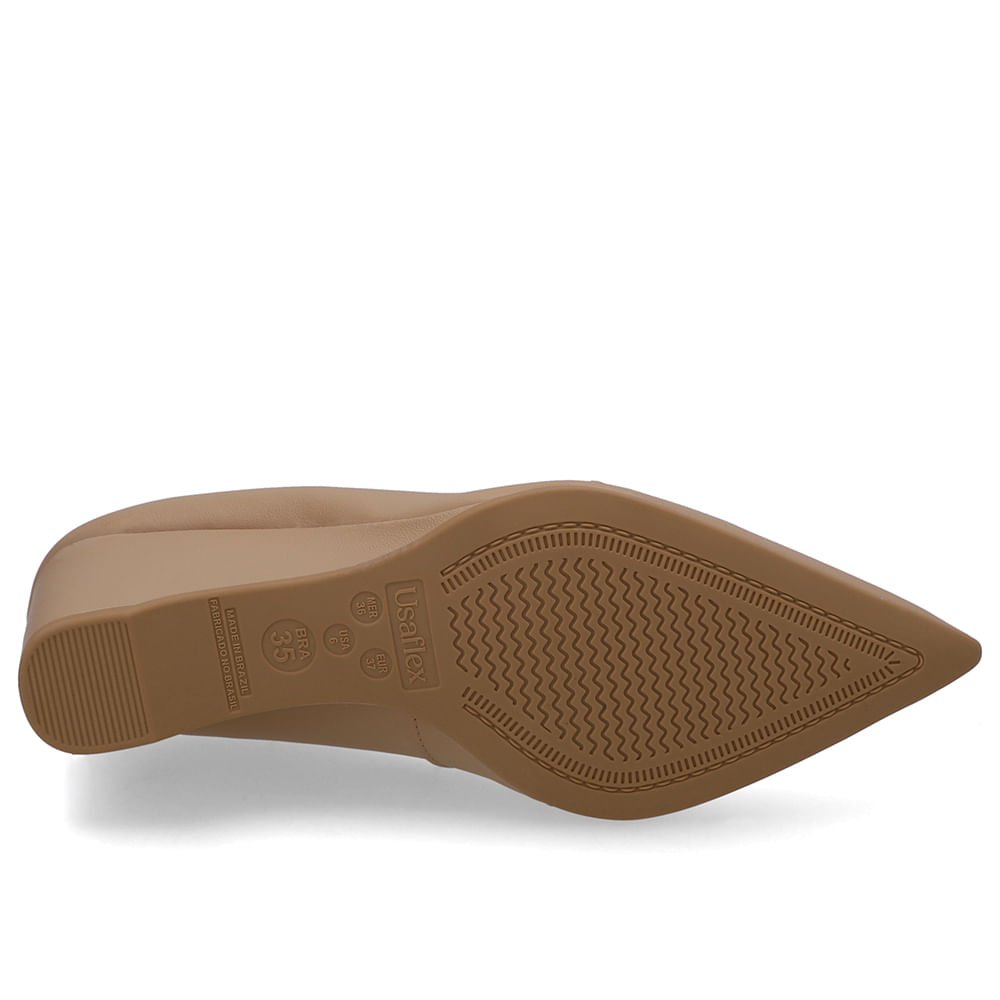 Scarpin Couro Bege Salto Anabela Bege 5