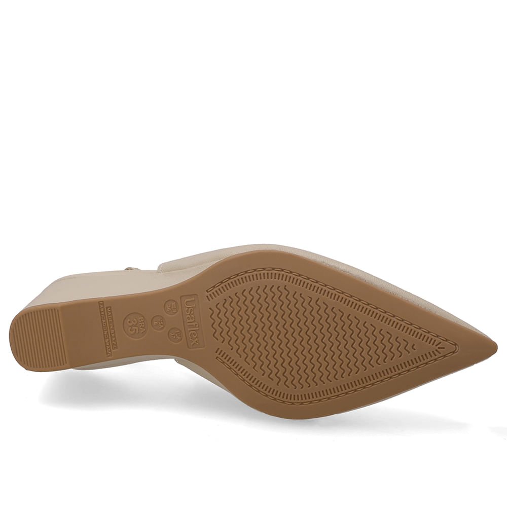 Slingback Bege Couro Salto Anabela Bege 5