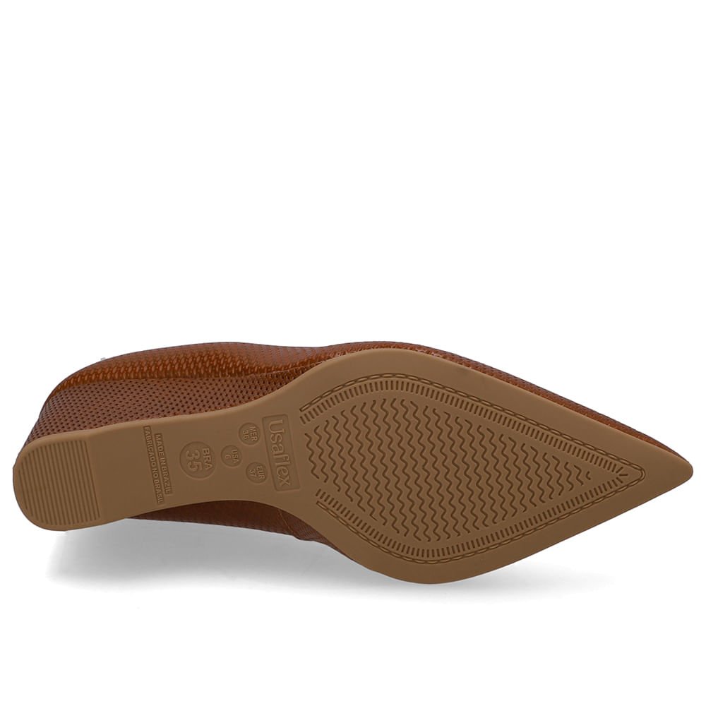 Scarpin Couro Marrom Enfeite Chapa Marrom 5