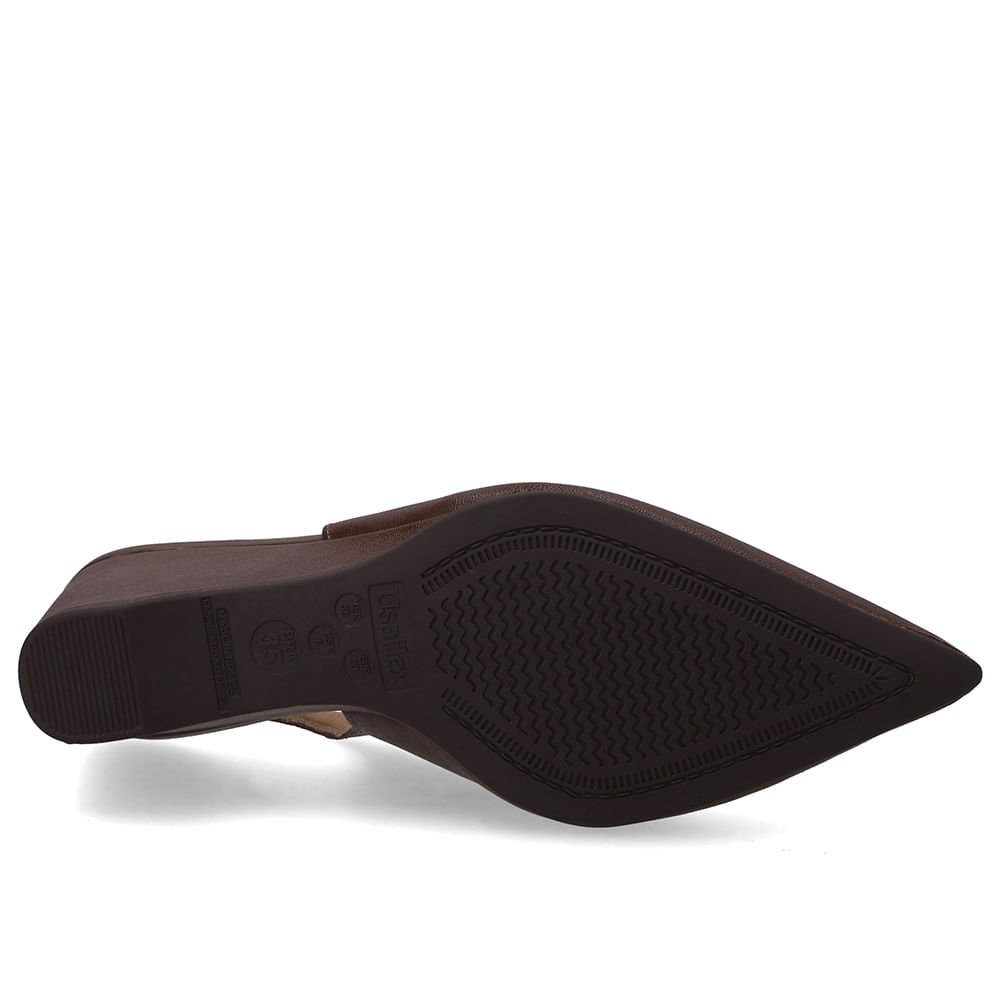 Slingback Marrom Couro Salto Anabela Marrom 5