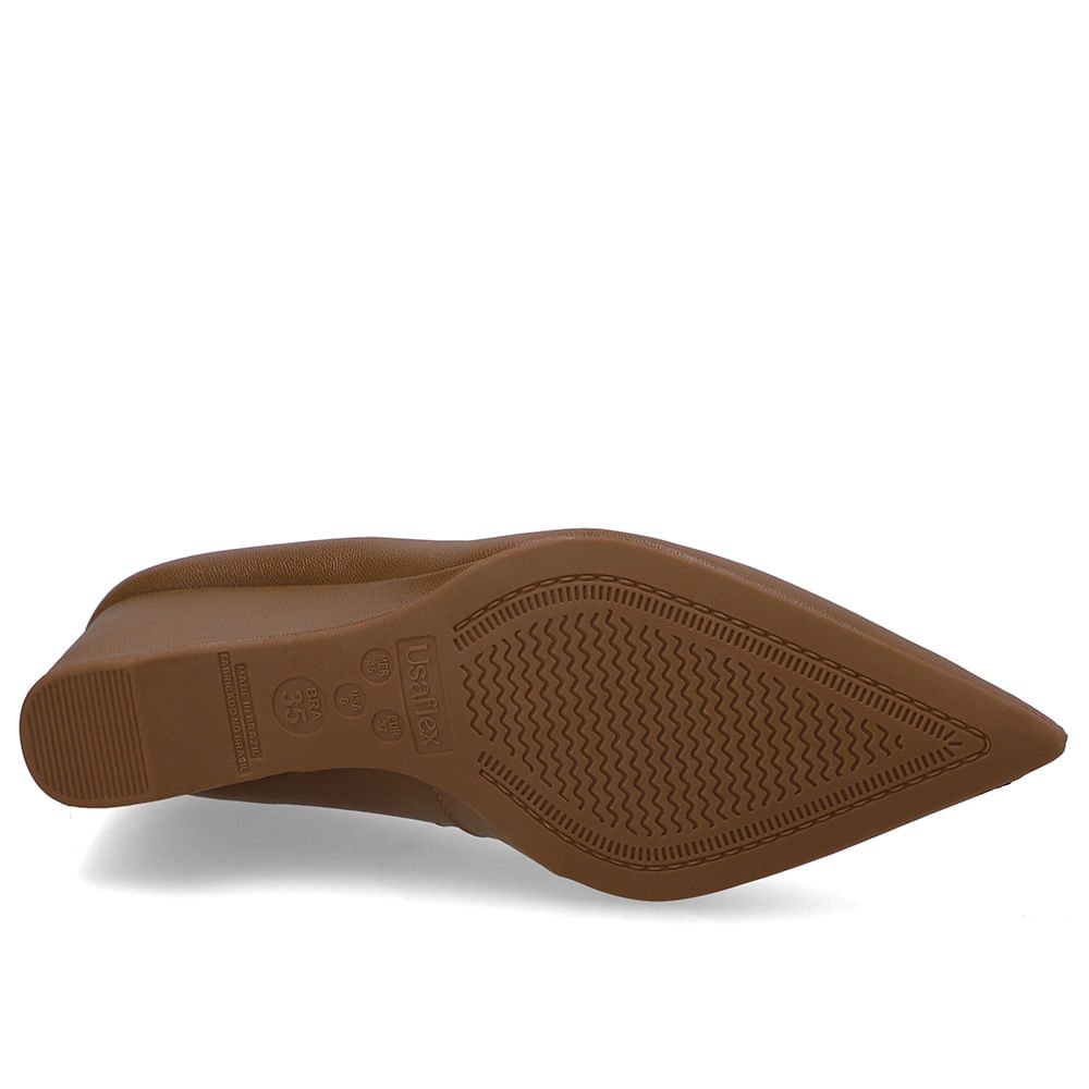 Scarpin Couro Marrom Enfeite Chapa Marrom 5