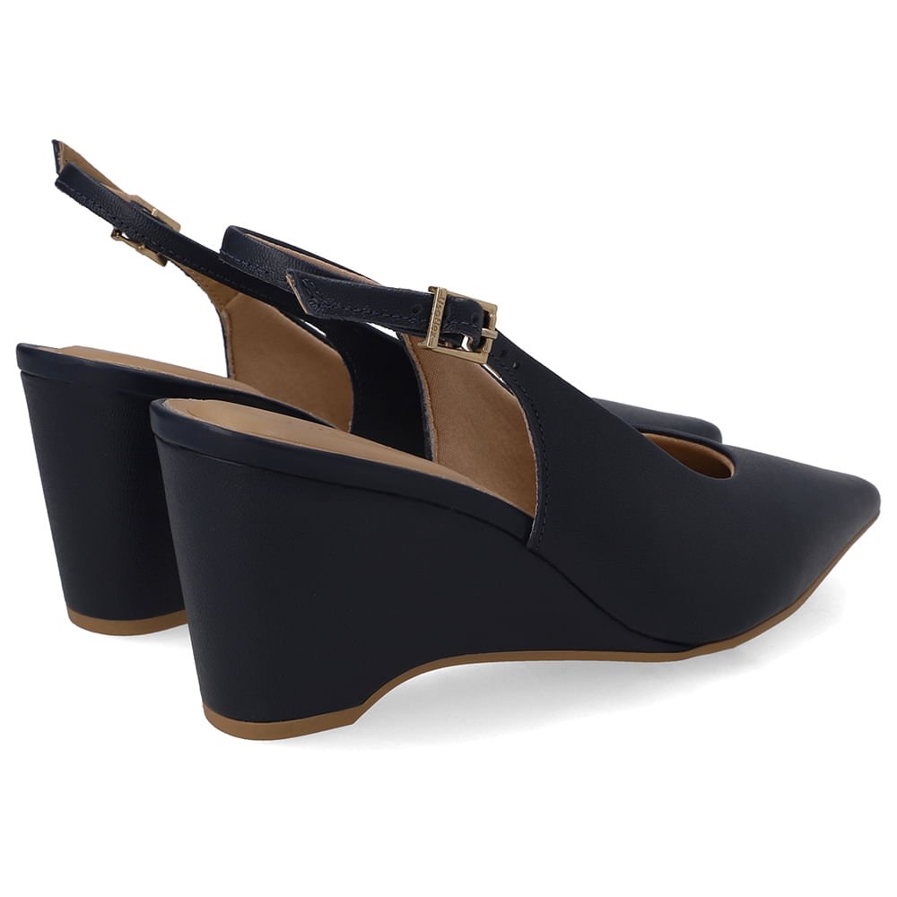 Slingback Azul Couro Salto Anabela Azul 3