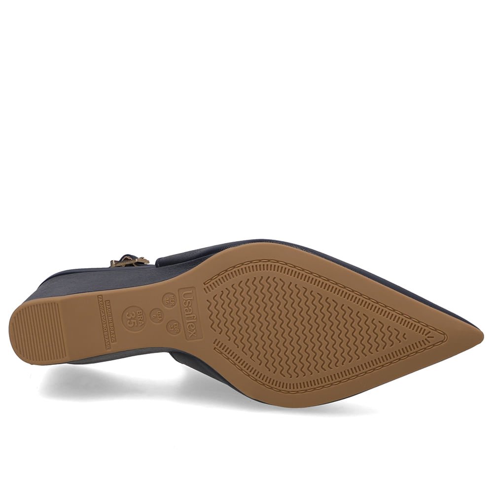 Slingback Azul Couro Salto Anabela Azul 5