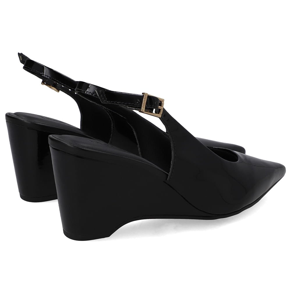 Slingback Preto Verniz Salto Anabela Preto 3