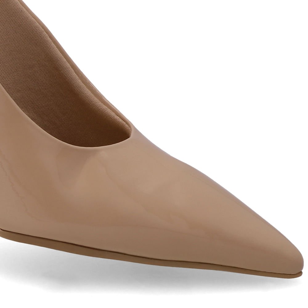 Slingback Bege Verniz Salto Anabela Bege 4