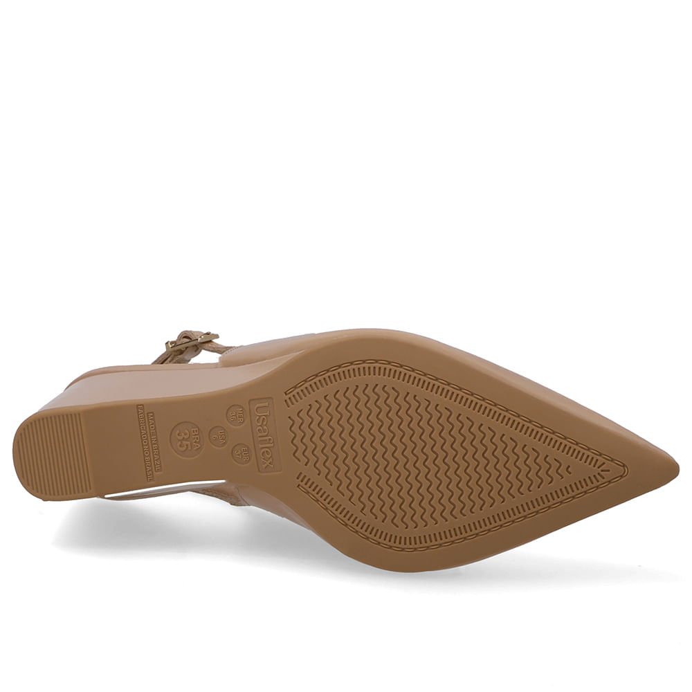 Slingback Bege Verniz Salto Anabela Bege 5