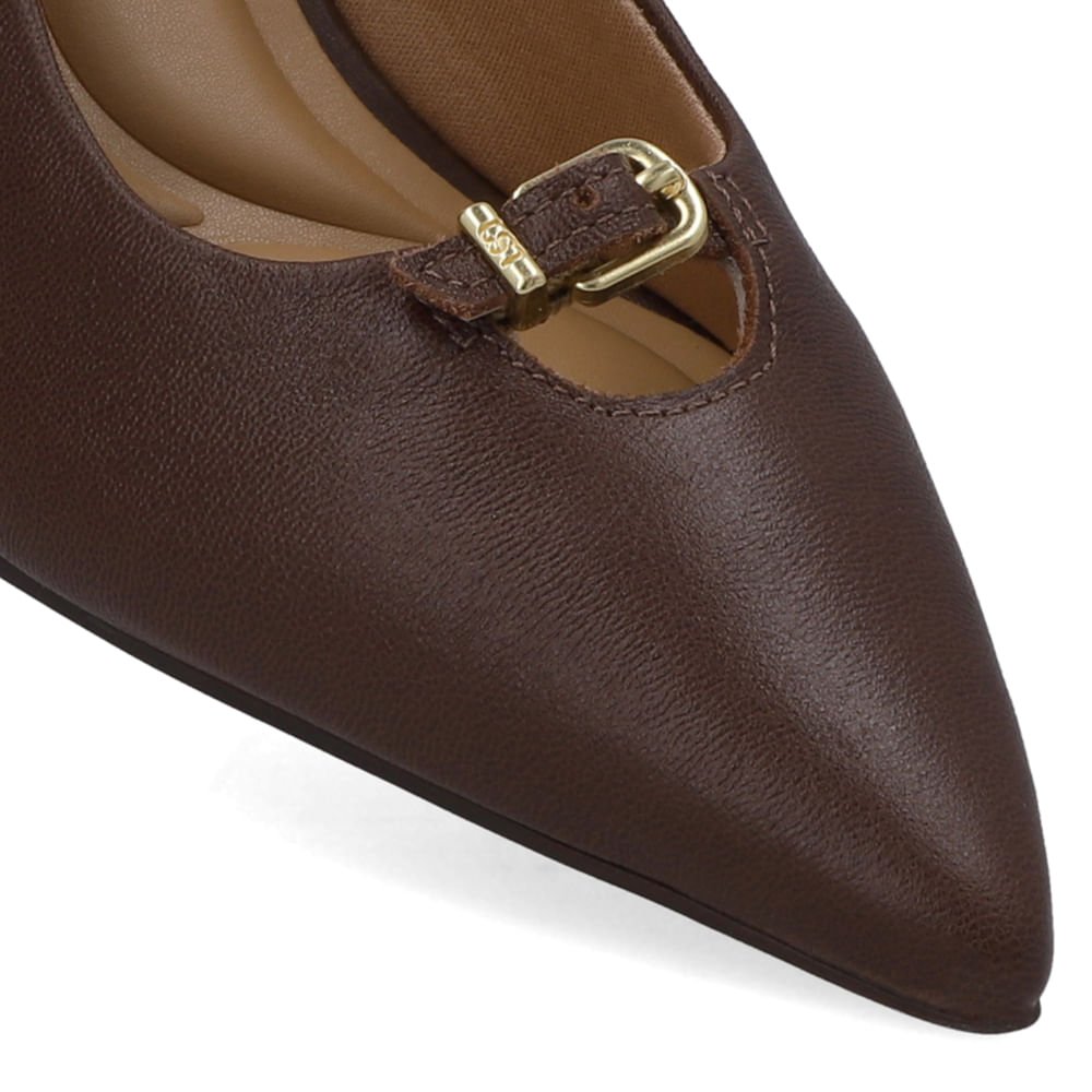 Scarpin Couro Marrom Tira Marrom 4