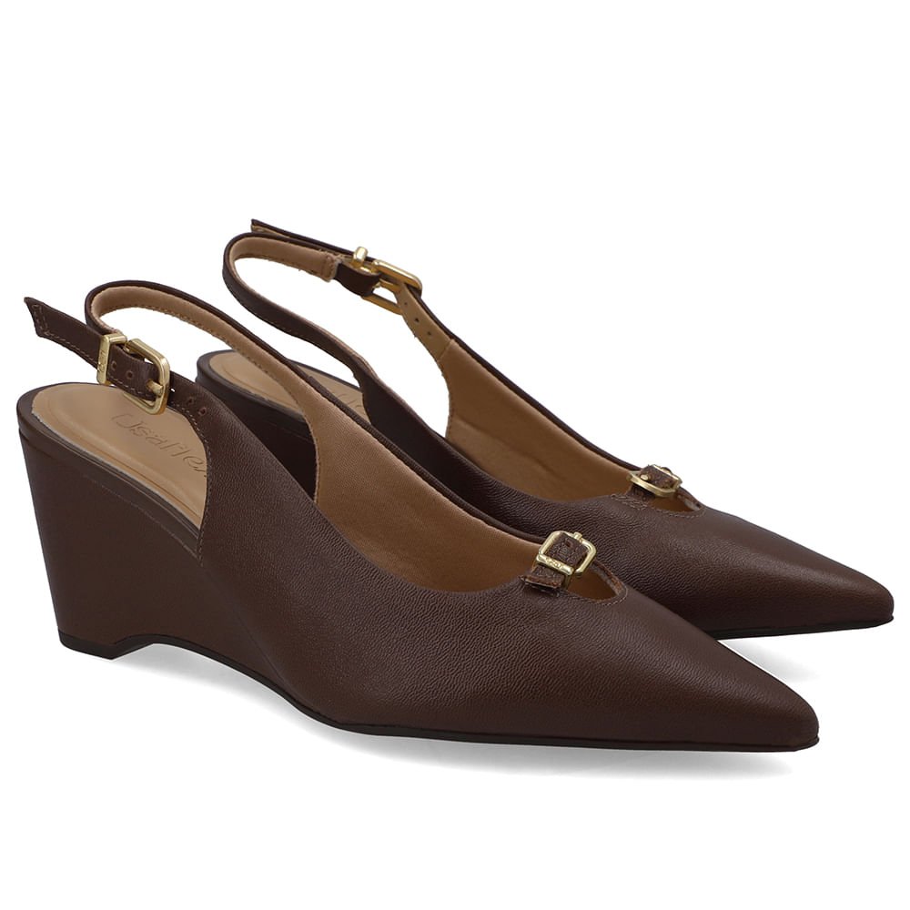 Scarpin Couro Marrom Tira Marrom 2