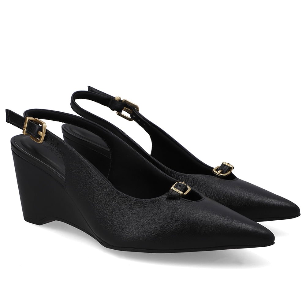 Scarpin Couro Preto Tira Preto 2
