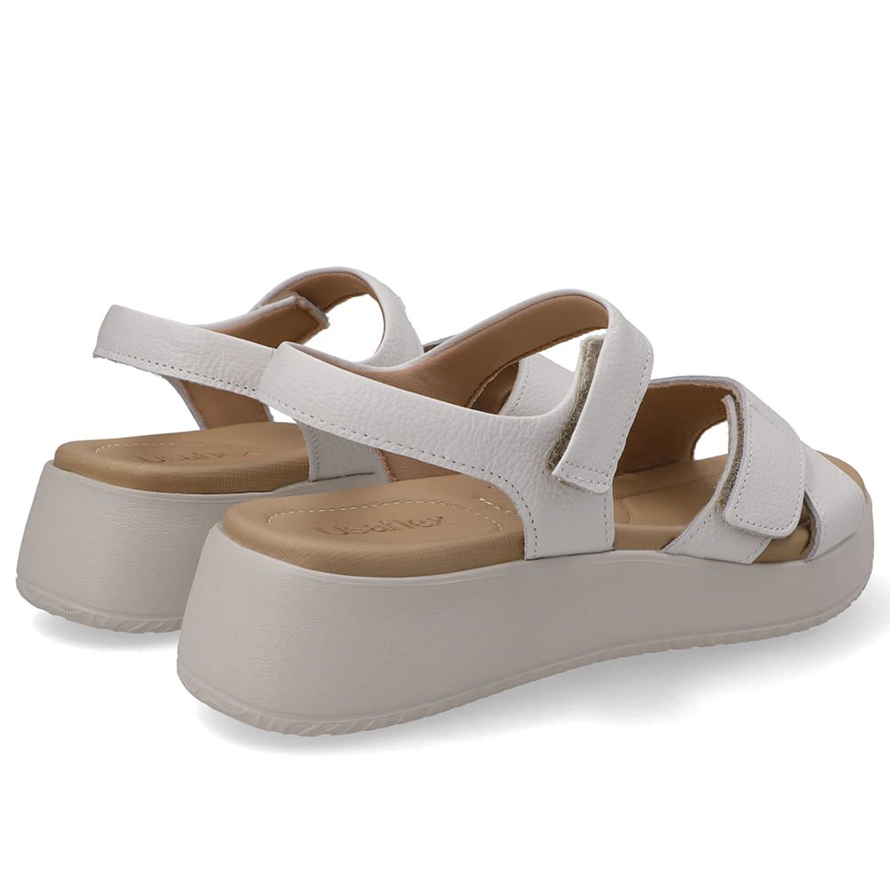 Sandália Fecho-Flex Couro Branco Branco 3