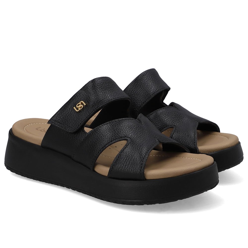 Tamanco Couro Preto Fecho-Flex Preto 2