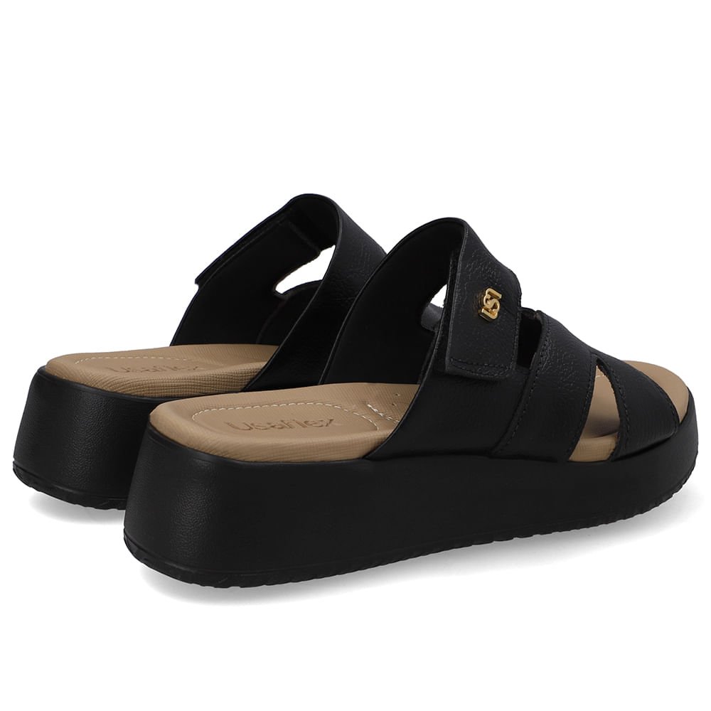 Tamanco Couro Preto Fecho-Flex Preto 3