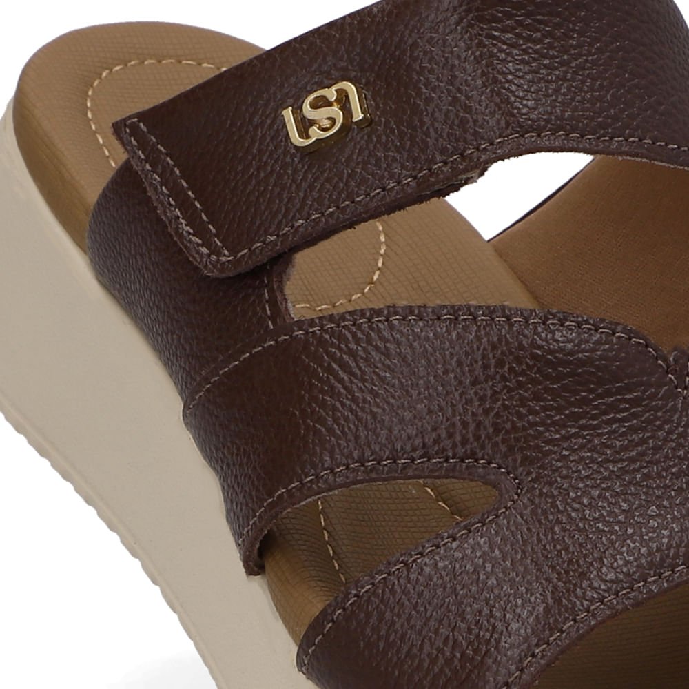 Tamanco Couro Marrom Fecho-Flex Marrom 4