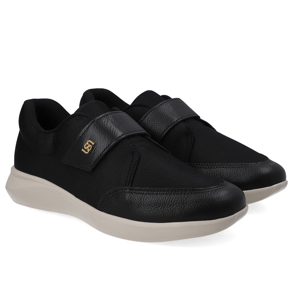 Tênis Tecido Preto Ajuste Fecho-Flex Preto 2