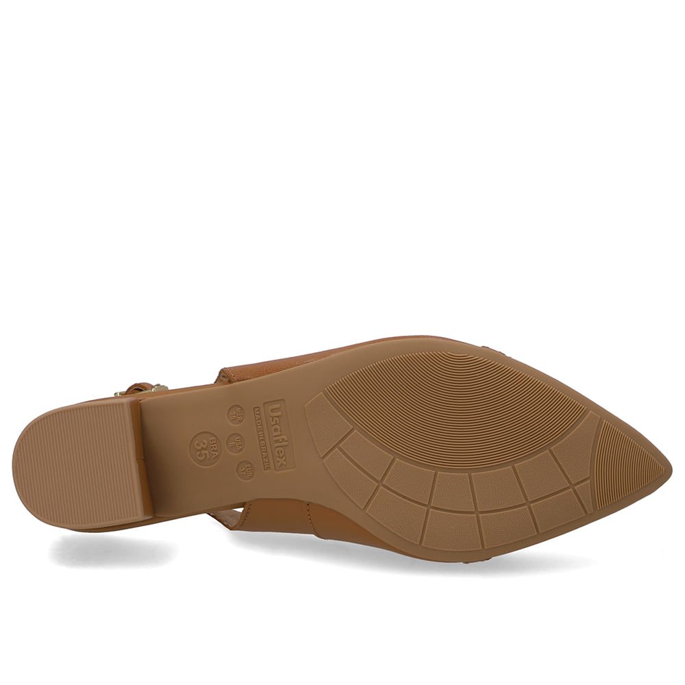 Slingback Couro Marrom Top Bico Fino Marrom 5