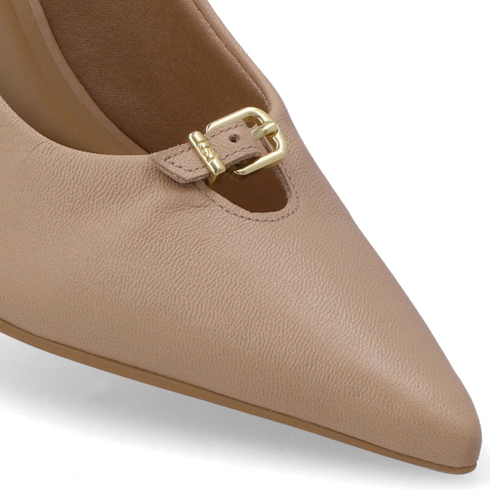 Scarpin Couro Bege Tira Bege 4