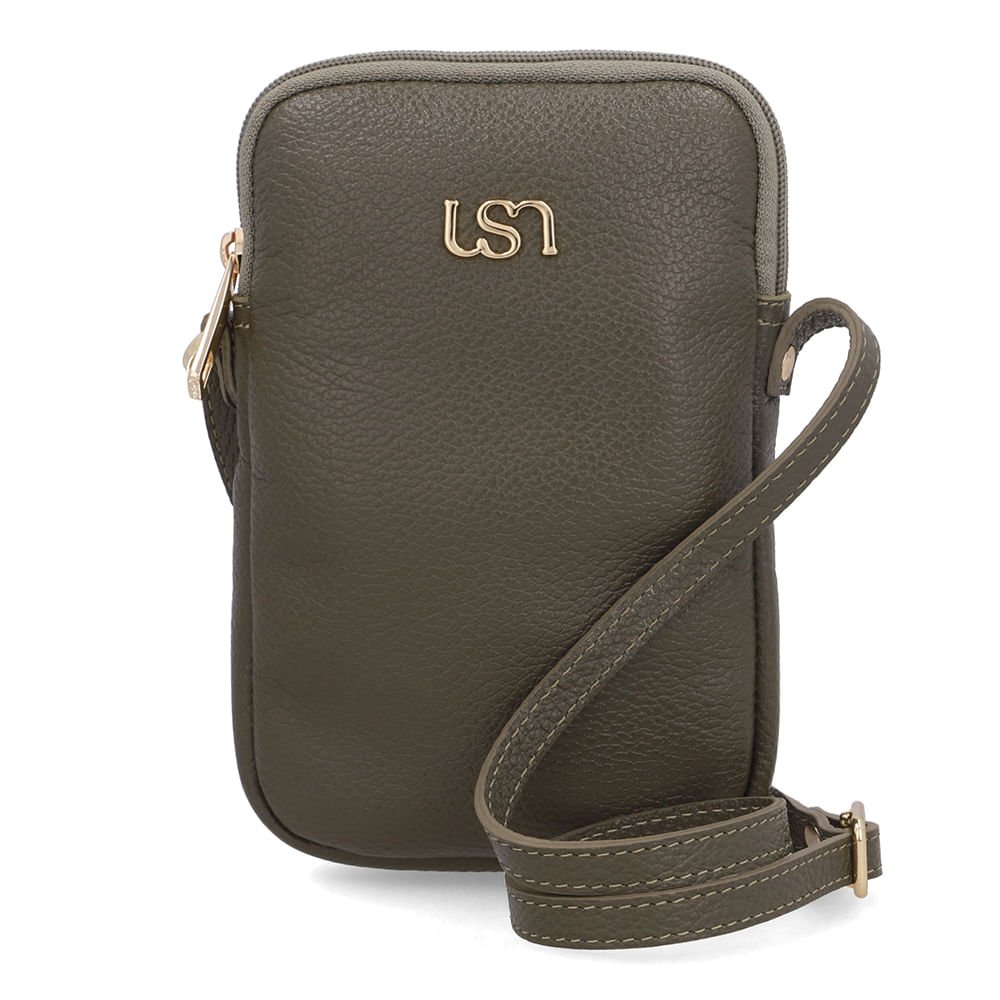 Bolsa Tiracolo Couro Verde Ajuste Alça